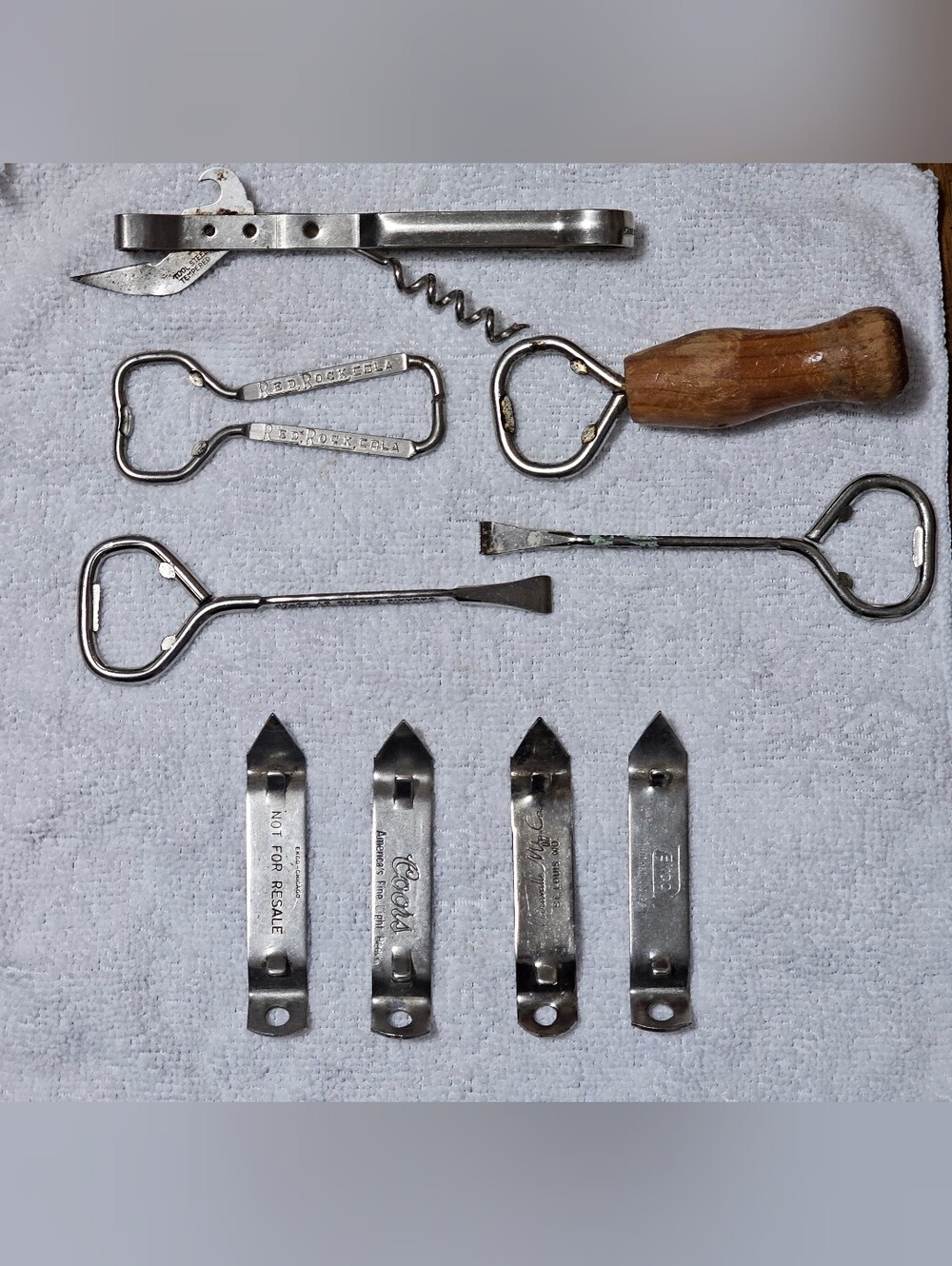 Vtg 9pc Opener Lot Anheuser-Busch Coors Red Rock Cola Bar and Paint Multi-Tools